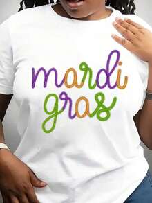 Camiseta Moderna Minimalista de Mardi Gras, Sudadera de Mardi Gras, Camiseta de Luisiana, Carnaval de Mardi Gras, Mardi Gras, Camiseta Fleur De Lis casual para el día a día - Blanco - Ver 1