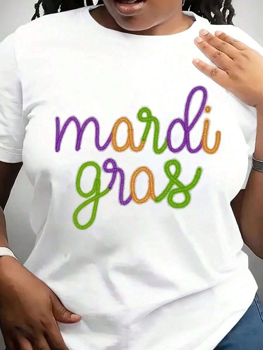 Camiseta Moderna Minimalista de Mardi Gras, Sudadera de Mardi Gras, Camiseta de Luisiana, Carnaval de Mardi Gras, Mardi Gras, Camiseta Fleur De Lis casual para el día a día - Blanco - Ver 1