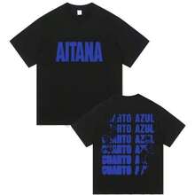 Camisetas con Estampado del Cantante Aitanas Cuarto Azul Tour 2026 para Hombres y Mujeres, Ropa para Fanáticos del Hip Hop, Camisetas de Manga Corta - Negro - Ver 6