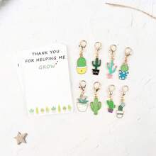 8pcs Thank You For Helping Me Grow Greeting Card, Fun Cactus Keychain Set, Suitable For Decorating Bags Suitable For Giving To Teachers And Friends On Teacher's Day, Birthdays, Thank-You Gifts, Lucky Gifts, Suitable For Graduation & Back To School, Classroom Rewards - Multicolor - View 6