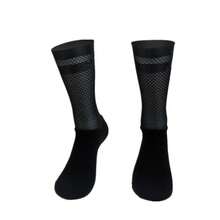 New Pro Team Aero Socks Anti Slip Silicone Cycling Socks Men Bicycle Sport Running Bike Socks Calcetines Ciclismo - 黑色 - 查看 8