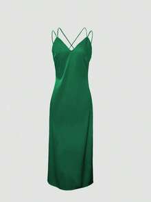2026 New Sexy Satin Dress With Thin Straps And Deep V-Neck, Elegant And Shiny Dress For Parties, Dates, Summer, Valentine's Day, Parties, Beach, Vacation, Y2K Style, Easter, St. Patrick's Day, Graduation, Prom, Luxury Evening Dress, Formal Dress For Women - 駝色 - 查看 7