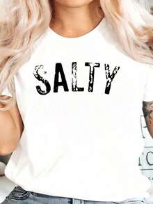 Camiseta con Estampado Salty para Uso Casualblusa casual mujer - Blanco - Ver 2