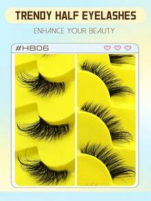 GROINNEYA 9 Pairs Of Half-Strip False Eyelashes Create Cat Eye Makeup Lashes Transparent Lash Bands Fake Eyelashes Lightweight & Fluffy Mink Half Lashes Natural Makeup Effect Half Eye Lashes Natural Short Accent False Lashes,Portable For Daily Wear - Black - View 3