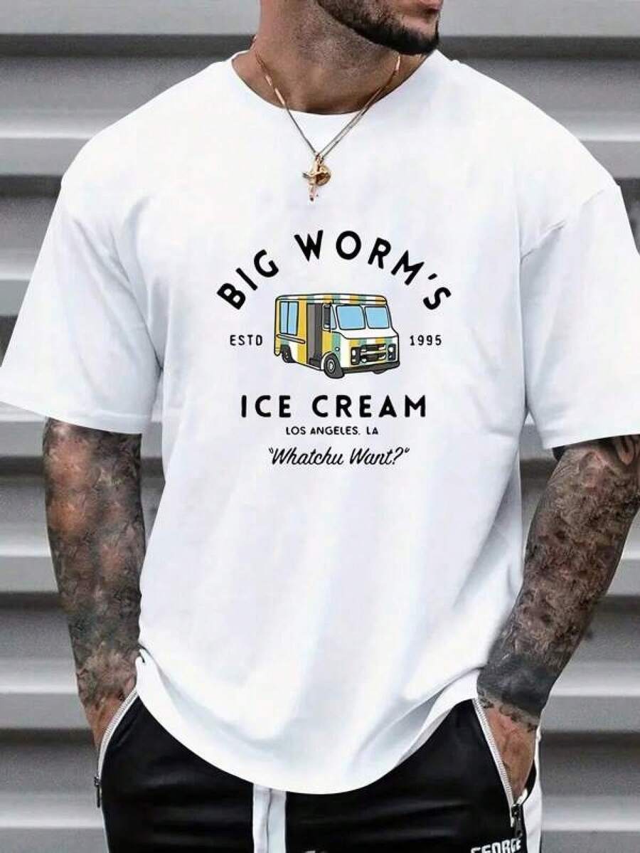 Camiseta casual de cuello redondo para hombres - Blanco - Ver 1