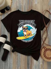 Playera Holgada para Mujer, Estilo Surfista, Transpirable - Negro - Ver 2