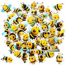 50pcs Bee Aesthetic Stickers Gift, Heart Insect Doodle Stickers, Fun Bee Observation Labels, Scrapbook Stickers, Vinyl Waterproof Stickers, Suitable For Water Bottles, Guitars, Suitcases, Phones, Phone Cases, Laptops, Skateboards, Gifts - Yellow 1 - View 3