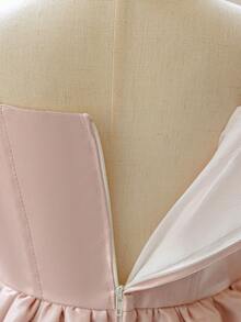Young Girl Solid Color Halter Neck Pleated Casual Daily Dress Suitable For Party - Dusty Pink - View 7