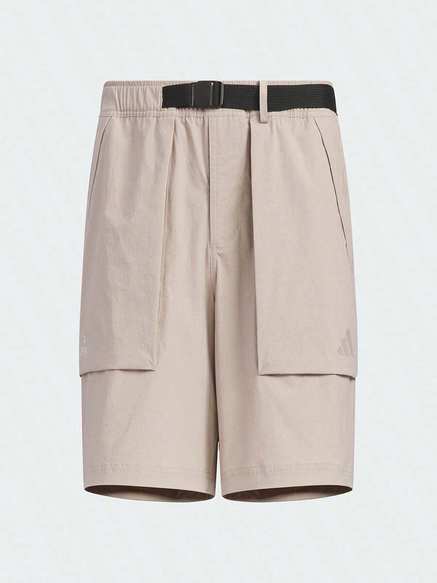 Adidas 男士時尚運動休閒梭織短褲附腰帶，膝蓋長度內縫，春/夏 - 蒸氣灰 - 查看 1