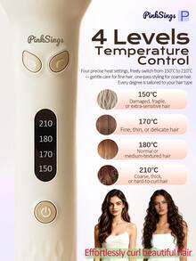 PinkSings Rizador de pelo automático de 1 clic, barril de 28 mm, rizado automático bidireccional, 4 modos de temperatura, generador de iones negativos, temporizador y sensor inteligentes, apagado automático, mejor regalo de Navidad - Ver 6