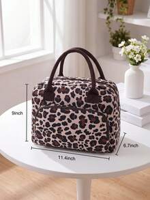 1pc Insulated Lunch Bag For Women,Lunch Tote Bag, Lunch Box Bag,Outdoor Picnic Insulated Bag,Student Thickened Cute Lunch Bag, Reusable Lunch Tote Bag, Portable Picnic Ice Bag For Work, Picnic, School Or Travel Lunch Box Bag School Supplies Stuff Accessories Bag For School School Accessories School Stuff For Traveling Waterproof Bag Insulated Lunch Bag Lunchbox - Leopard - View 3