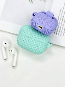 Argyle Pattern 1 Piece Of Woven-Pattern Earphone Case, Available In Various Colors. It Is Colorful, Shock-Proof And Easy To Carry. Made Of Woven-Textured Silicone Material, It Has A Soft And Non-Slip Touch. It Is Suitable For All Models Of Apple Earphones, Including 1st/2nd Generation, 3rd Generation, 4th Generation, Pro/Pro2, And Pro3. Practical, Simple And Versatile. - Multicolor - View 3
