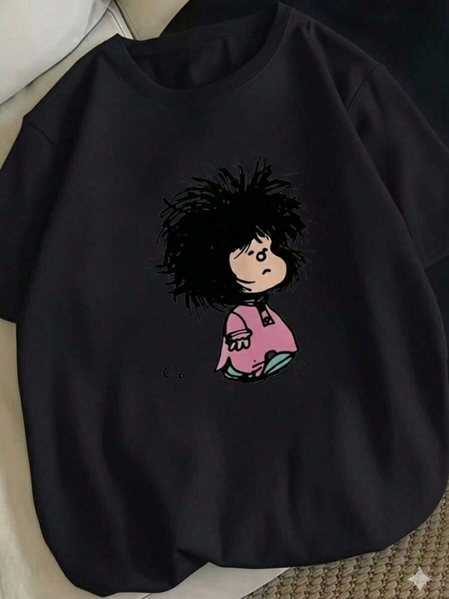 1 pieza de camiseta para mujer con estampado casual para verano y primavera, 180g, 100% algodón - Por lo tanto - Ver 1