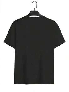 Premium Quality Unisex Casual T-Shirts, Men's Black T-Shirts, Pure Cotton T-Shirts, Fun Short Sleeve Crew Neck T-Shirts, Plus Sizes - 黑色 - 查看 2