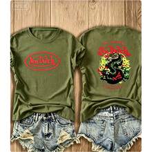 100% Pure Cotton 2026 New  Summer Clothing Women's Top Millennium Elegant Women's Wear Double-Side 1pcs Women's Red Von Ditch Dragon Floral Design Red And Green Print Fabric Soft & Skin-Friendly Unisex Style Gifts For Spring Festival, Valentine's Day, St. Patrick's Day & World Cup-Van Dutch Dragon Print Women T Shirt Classic American Style Graphic Summer Tops, Top-Selling Women's Spring Outfits, Summer Women's Beach Shirts, Fashion - màu xanh lá - Xem 17