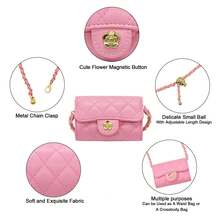 Single Shoulder Bag With Diamond Embroidery And Golden Ball, Crossbody Bag, Mini Casual Bag With Texture For Women - 玫紅色 - 查看 4