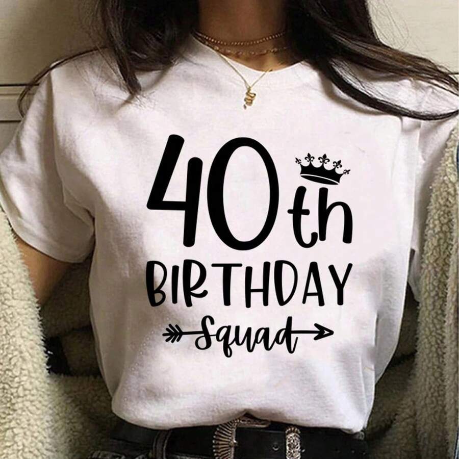 Camiseta de cumpleaños de 40 años para mujer, estilo Y2K, japonesa, con gráficos de cómics. - Blanco - Ver 1