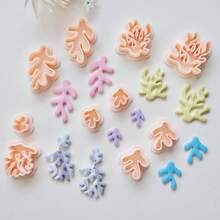 2pcs/Set Coral Shaped Polymer Clay Cutters For Earrings & Jewelry Making, Summer Ocean Series Soft Pottery Clay Molds For Pendant & Necklace Decoration Handmade, Embossing Coral Reef Earring Cutter Set - Beige - View 2