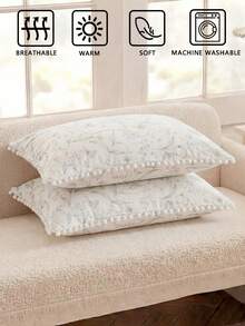 1 buah/2 buah Sarung Bantal Kasa Bergelombang Kerut Warna Putih Polos (Tanpa Isian), Nyaman dan Bernapas, Ideal untuk Penggunaan Musim Panas, Cocok untuk Penataan Kamar Tidur dan Dekorasi Rumah, Sarung Bantal Bertekstur, Tidur yang Bernapas, Perlengkapan Rumah Tangga - MultiWarna - View 4