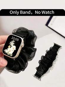 Huastonband 1條編織彈性尼龍透氣舒適運動手錶錶帶 女款 適用於Apple Watch 38/40/41mm, 42/44/45/46/49mm，適用於Apple Watch配件 Ultra3/2/1/Se/S11/S10/S9/S8/S7/S6/S5/S4/S3/S2/S1，適合戶外運動健身年輕時尚男女夏季海灘配件度假禮物 - 黑色 - 查看 10