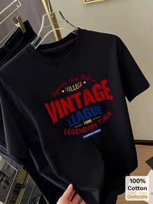 Women's Casual T-Shirt Short Sleeve Round Neck 100% Cotton 1 Piece Letter Graphic Top Fashion Black Mid-Length Summer - 黑色 - 查看 2