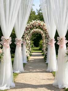 Bộ 2/4 dây buộc rèm ren với nơ ngọc trai trang trí hình hoa tulip, dây buộc rèm kiểu công chúa Pháp cho nhà và văn phòng. - Hồng - Xem 10