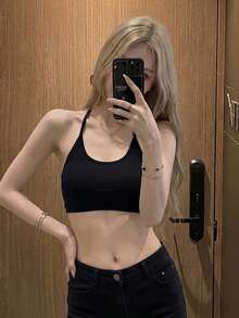 Áo tank top nữ Summer Chill City Roaming màu đen gân sọc, kiểu dáng ôm sát, dáng ngắn, thích hợp mặc đi chơi đêm. - màu đen - Xem 5