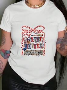 Camiseta de Mujer - Camiseta con Estampado Swing para Damas - Top casual de manga corta y cuello redondo, con estampado swing, no adecuada para usar debajo de una camisa, lavable a máquina, ideal para primavera y verano. Tops para Mujer - Blanco - Ver 12