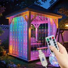 3m X 3m / 9.8ft X 9.8ft, USB Powered, Colorful Lighting, Remote Control LED Fairy String Lights, Enchanting Hanging Decor, Suitable For Various Festivals, Walls, Parties, Weddings, Christmas Decoration - USB Curtain Light String - View 2