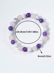 1条手工天然石珠手链，包含紫水晶、粉晶和白纹石，具有疗愈功效，有助于睡眠、平衡能量，是瑜伽冥想的理想饰品，男女皆宜，适合日常佩戴。 - 彩色 - 查看 9