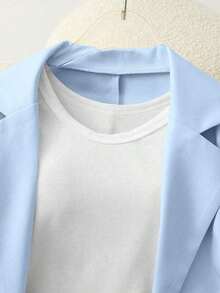 Conjunto de atuendo casual elegante para ir al trabajo, incluye chaqueta tipo blazer de manga corta amarilla y conjunto de pantalones cortos/pantalones de pierna ancha, para mujer en primavera/verano - Burdeos - Ver 5