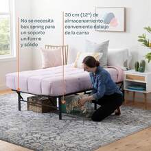 Linenspa - Twin Bed Frame With Storage - Folding Steel Frame For Easy Assembly - Sturdy Steel Bed - For Any Bedroom RBL5 - 黑色 - 查看 4