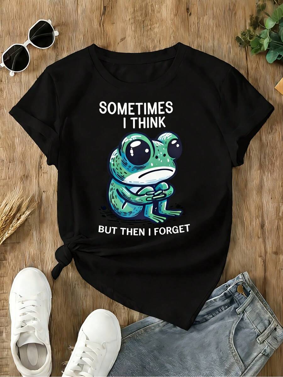 Camiseta de mujer, camiseta de talla grande para mujer, suave y transpirable, con cuello redondo, top casual adecuado para uso diario, fiestas y para usar en capas. Camiseta sencilla para el día a día que se puede combinar con atuendos casuales, lavable a máquina, adecuada para uso diario y en vacaciones en primavera, verano y otoño. Tallas S-XXXL, diseño elegante, camisa de manga corta transpirable. - Negro - Ver 1