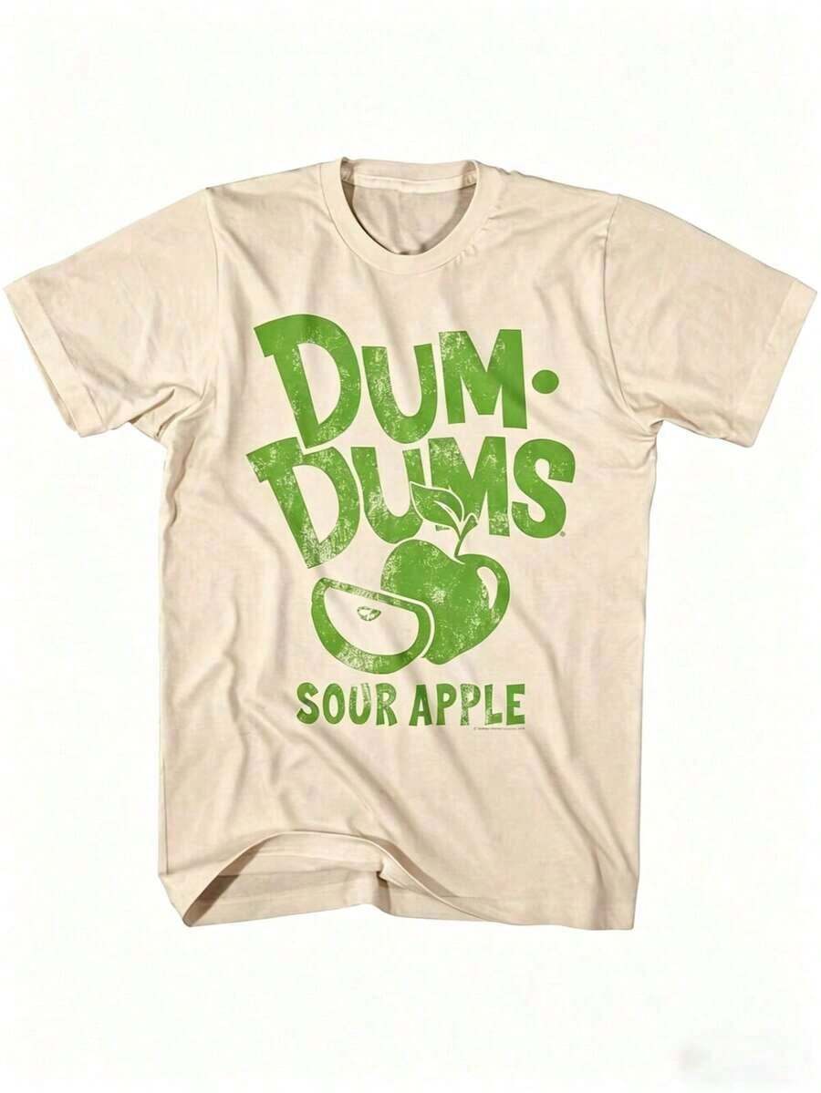 Camisetas Premium Casuales Unisex Bonitas Camiseta DUM-DUMS Sour Apple Retro 60's Pops con Estampado Gráfico Camiseta de Algodón Casual para Uso Diario - Albaricoque - Ver 1