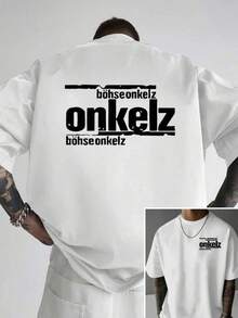 Camiseta de moda para hombre con estampado de doble cara de la banda de rock alemana Bohse Onkelz, para uso casual en casa y actividades de fitness al aire libre, prenda esencial con diseño frontal y trasero. - Negro - Ver 6