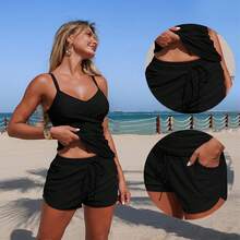 Two-Piece Swimsuit 2026 New Model With Pockets, Comfortable And Simple Two-Piece Swimsuit Tankini Bikini - X261402 Black - View 3