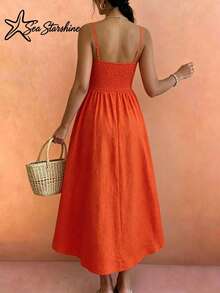 Bộ sưu tập mới Xuân/Hè của Sea Starshine: Đầm maxi dài với họa tiết cá ngộ nghĩnh - Hoàn hảo cho kỳ nghỉ biển và tiệc trà chiều. - trái cam - Xem 2
