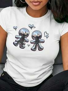 1 camiseta de algodón puro para mujer, adecuada para deportes, fitness, fiestas y  de moda, 180g 100% algodón. - Negro - Ver 4