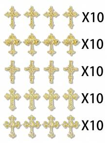 10pcs/20pcs/50pcs/100pcs Vintage Dark Style Cross Rhinestone Nail Art Decoration, European And American Punk Inspired Metal Nail Studs, Y2K Metallic 3D Nail Gems, Fake Nails Accessories - Multicolor - View 18