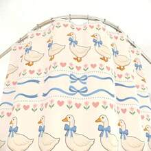 Coquette Goose Shower Curtain Unique Bathroom Decor Housewarming Apartment Blue Bow Softgirl Cottagecore Floral Flower Farm AnimalLight Weight Washable Waterproof Fabric With Hook - A - Xem 1