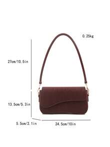 Bolso de Hombro Elegante, Minimalista, Vintage, con Solapa Asimétrica y Estampado de Leopardo a la Moda - Burdeos - Ver 8