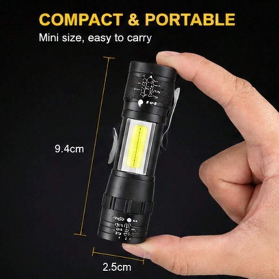 1 buah Set Senter Fokus yang Dapat Diatur 3 Mode - Dengan Kabel Data dan Kotak Penyimpanan, Senter LED Portabel Cocok untuk Berkemah di Luar Ruangan, Halaman, dan Keadaan Darurat Saat Listrik padam - senter - View 1