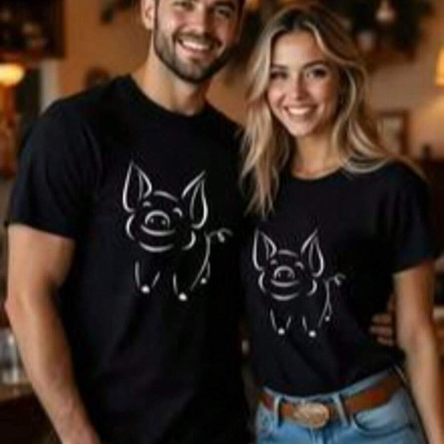 Camiseta para Mujer con Estampado de Diente y Pasta Dental, Manga Corta - Negro - Ver 1