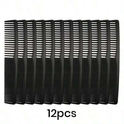 12pcs Anti-Static Sparse And Dense Tooth Comb, Resin Hair Cutting Comb, Double-Sided Brush, Reduce Hair Breakage, Prevent Frizz, Suitable For Wet Hair, Curly Hair, Thick Hair, Tangled Hair, For Hairstylists, Salons, Hair Care Tools, Hairdressing Supplies, Hair Brushes, Salon Equipment, Essential For Barbershops, Travel, Back To School