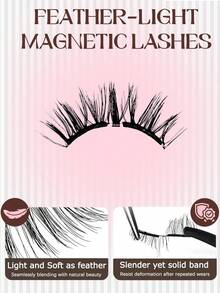 1对 PALM LASHES 升级版狐狸眼磁性假睫毛，无需胶水，自然轻盈的磁性假睫毛，可重复使用，柔软磁性假睫毛，打造猫眼妆效，易于佩戴和卸除 - 查看 5