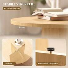 Round Coffee Table, Bamboo Living Room Table With Crossed Legs, Natural - Natural Color - View 6