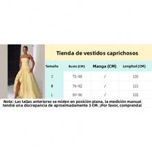 Vestido de Fiesta Elegante Verano Nuevo Estilo Socialita Bustier Liso con Abertura Sensual Moda Europea para Mujer - Amarillo - Ver 11