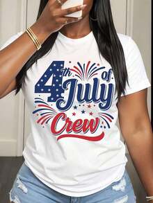 Camiseta de Mujer para el 4 de Julio, Diseño Patriótico de Fuegos Artificiales, Ropa para Celebración del Día de la Independencia - Blanco - Ver 2