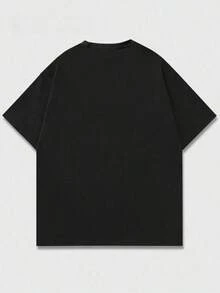 1 pieza de camiseta de manga corta de algodón puro con cuello redondo para mujer, corte holgado, tallas M-5XL, estampado sencillo de langosta, hecha de tela de algodón suave y cómoda, adecuada para uso diario informal, disponible para mujeres, hombres y amigos. 180g Algodón 100%. - Negro - Ver 2