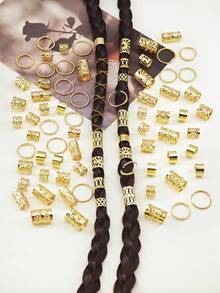 81件金色線太陽形髮環混裝組，女性編髮飾品，節日派對髮夾，萬聖節髮飾，髮爪，髮夾 - 金色 - 查看 4